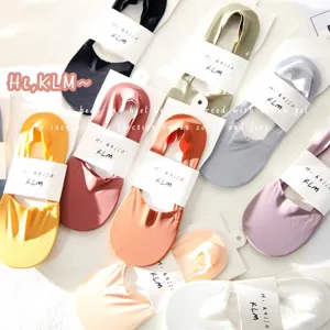 Women ice silk shallow mouth invisible socks summer anti-slip cotton bottom low cut socks