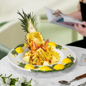 Noords creatief citroen reliëf keramische grote dinerbord voor stijlvolle presentatie.