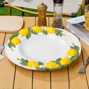Noordelijke creatieve citroen reliëf keramische dinerbord grote serveerschaal