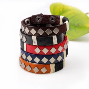 Punk Style Men Women Leather Bracelet Multi Layer Braided Rope Alloy Rivet Retro Fashion Wristband Jewelry Gift