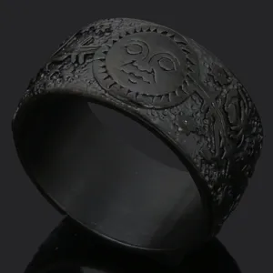 Herren Vintage Himmels Sonne Gesicht breiter Ring Edelstahl Gothic Punk Statement Schmuck
