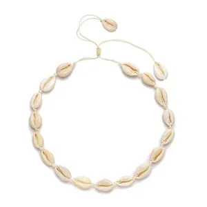 Collar trenzado de concha natural joyas de playa bohemias gargantilla ajustable mujer