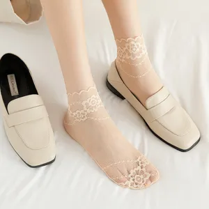 Women sheer lace short socks summer breathable thin invisible low cut casual ankle socks