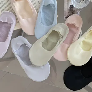 Women ice silk boat socks anti slip summer thin invisible breathable solid color casual socks