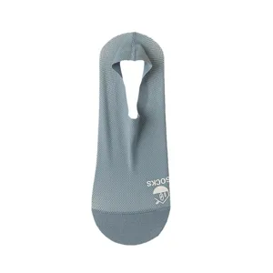 Men ice silk no show socks breathable thin summer mesh invisible low cut anti slip socks
