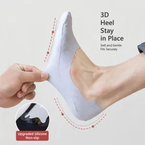Men low cut invisible boat socks non-slip silicone breathable casual daily cotton socks