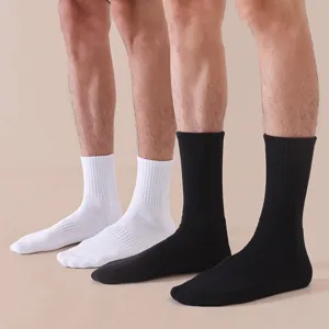 Unisex classic ribbed crew socks, thickened towel bottom athletic socks for running and daily wear.