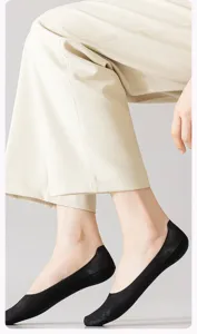 Fine ice silk invisible boat socks featuring anti-slip silicone, breathable and summer wear.