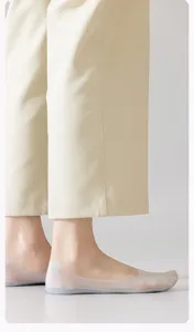 Ice silk invisible boat socks detail view showing breathable thin fabric and fit.