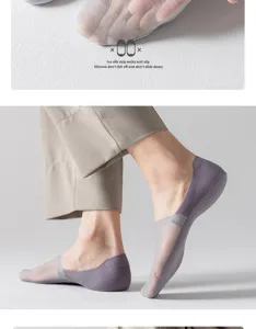 Herren Eisseide unsichtbare Füßlinge dünn atmungsaktiv Mesh Antirutsch kurze Socken