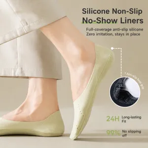 Ice silk shallow mouth invisible boat socks for women, anti-slip silicone heels, summer wear.