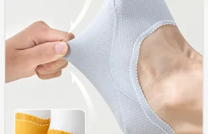 Close-up view of breathable mesh invisible boat socks, showing elastic stretch and fabric.
