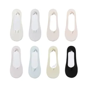 Women ice silk shallow invisible boat socks summer anti-slip low cut socks multi colors