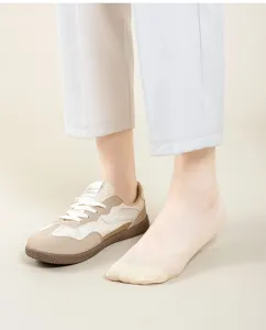 Women summer thin mesh invisible boat socks with anti-slip silicone cotton bottom low cut
