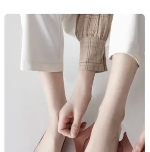 Detailed view of women invisible liner socks for high heels, ultra thin summer foot socks.