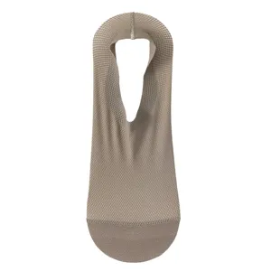 Men ice silk mesh invisible boat socks breathable low cut cotton bottom summer socks
