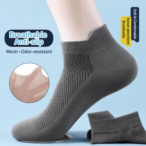 Men's Pure Cotton Thin Breathable Mesh Boat Socks Casual Solid Color Low Cut Anti Sweat Summer Socks