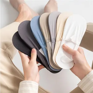 Men's Invisible Boat Socks Summer Thin Low Cut Short Socks Pure Cotton Breathable Non-Slip Casual Socks