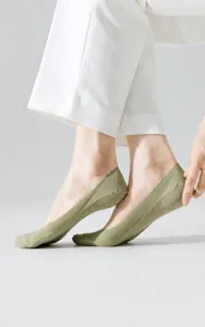 Damen Sommer Flache Unsichtbare Bootssocken Anti-Rutsch Silikon Atmungsaktive Dünne Socken