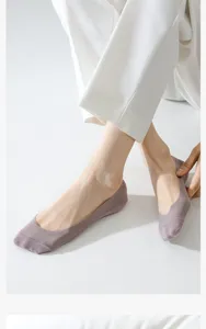 Detailed close-up view of women's low-cut invisible boat socks featuring comfortable cotton sole.