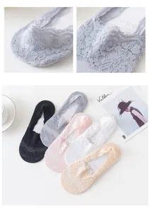 Women lace boat socks shallow mouth invisible non-slip breathable comfort set of five