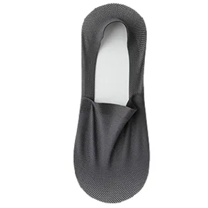 Men summer thin breathable mesh invisible no-show boat socks dark gray low cut sock