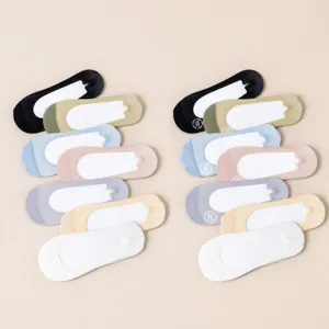 Women summer thin mesh invisible boat socks non-slip low cut shallow mouth cotton socks set