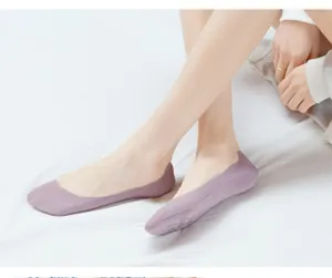 Detail view of women ice silk invisible boat socks, thin striped low cut breathable design.
