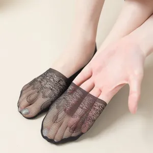 Women's Lace Boat Socks Invisible Mesh Low Cut Cotton Bottom Anti-Slip Casual Summer Socks