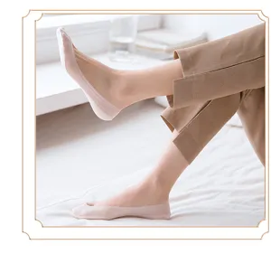 Women ice silk invisible boat socks anti-slip cotton bottom low cut short socks for heels