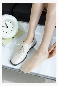 Women ultra thin transparent boat socks summer mesh invisible short socks non slip cotton