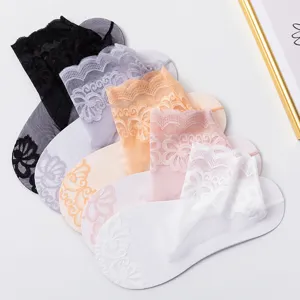 Women sheer mesh lace short socks floral ankle socks breathable summer daily hosiery