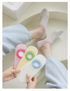 Women summer thin low cut invisible socks anti slip silicone boat socks casual cotton short socks