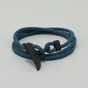 Minimalistisches blaues Milan Seil Walflosse Armband Marine Stil geflochtenes Schmuck