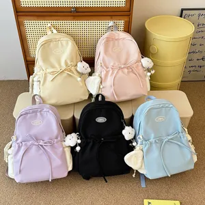Casual multi-color nylon school backpack for students, large capacity travel daypack.