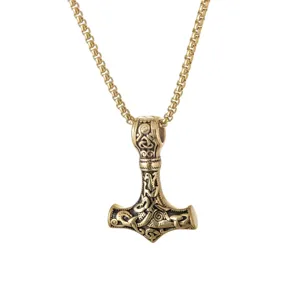Men's Vintage Viking Thor Hammer Pendant Necklace Stainless Steel Nordic Jewelry Gift