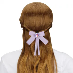 Kinder helllila Schleife Haarspange mit Strass Katzen Mitte süßes Mädchen Haarschmuck