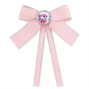 Rosa Schleife Haarspange Detail Strass Mitte Süßes Tier Design Kinder Haarschmuck