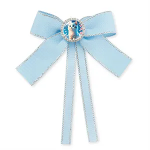 Süße hellblaue Haarschleife für Kinder mit Strasssteinen und Katzenmotiv, glitzernde Haarnadel.