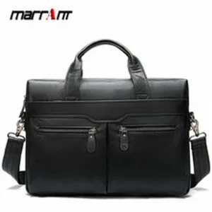 Sacoche homme en cuir noir cartable vintage business sac bandouliere ordinateur top