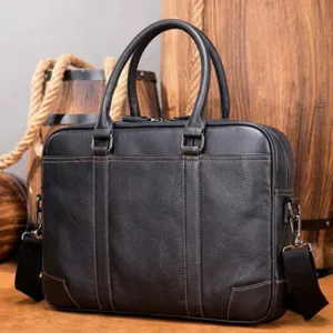 Sac bandoulière rétro en cuir véritable pour hommes grande capacité mallette vintage.