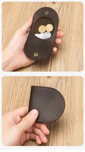 Retro genuine leather coin pouch mini retro wallet for unisex portable change holder bag