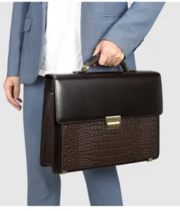 Cartable d'affaires en cuir pour homme avec serrure à combinaison, grande capacité.