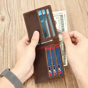 Vintage Crazy Horse Leder Herren Geldbörse mit Kartenfächern und praktischem Geldfach.