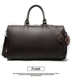 Sac de voyage en cuir veritable avec compartiment a chaussures, grand sac d'affaires.