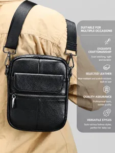 Borsello a tracolla in vera pelle da uomo borsa nera elegante per uso quotidiano
