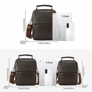 Bolso bandolera de cuero genuino para hombre bolso de hombro vintage varias tallas