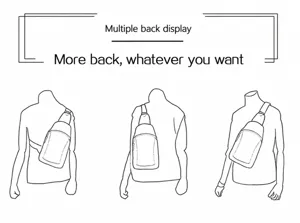 Detailed illustration showing multiple carrying ways for casual men chest sling bag design.