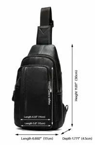 Men's genuine leather chest bag single shoulder crossbody casual cowhide sling bag men