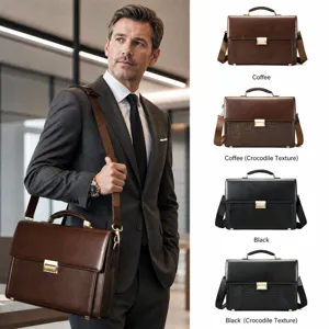 Echtes Leder Business Aktentasche Für Herren Vintage Laptop Tasche Mit Zahlenschloss Griff Schultertasche